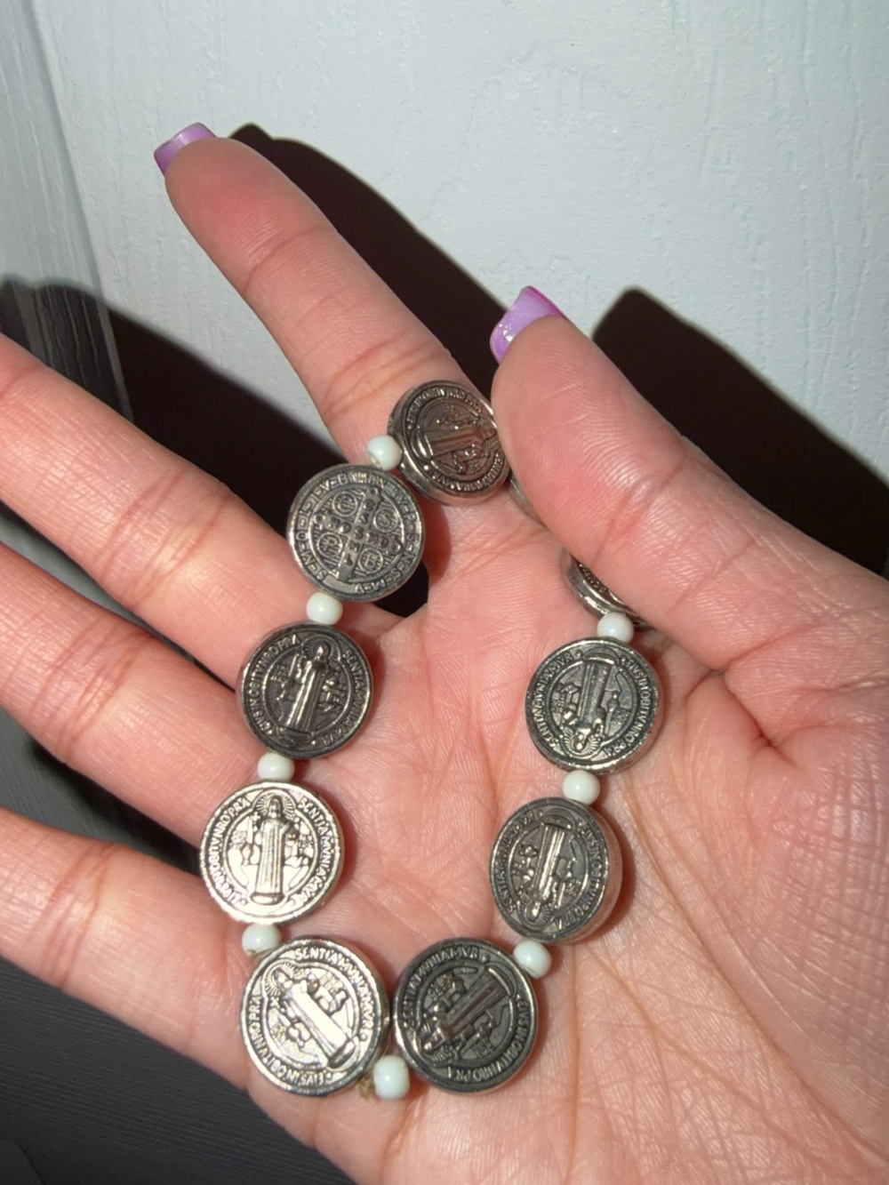 St. Benedict Santo Silver Toned Metal Bracelet